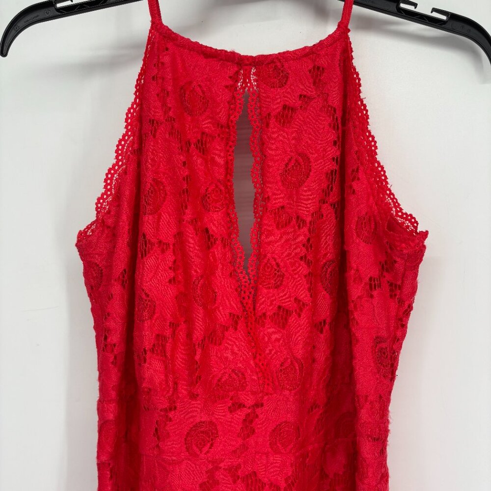 Material Girl Women's Juniors Fit & Flare Cutout Mini Lace Dress Red Size S NWT - Picture 4 of 5